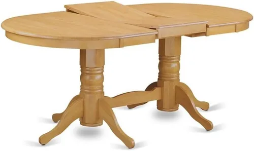 Miniatura 3 de East West Furniture VAGR9-OAK-W Juego de mesa de comedor de 9 piezas incluye una mesa de madera ovalada con hoja de mariposa y 8 sillas de comedor