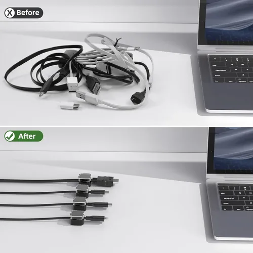 Miniatura 2 de Clips magnéticos para cable, paquete de 6 organizador de cables soporte para accesorios de escritorio y oficina, soporte para cables para ocultar