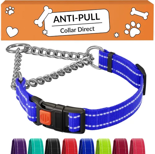 Miniatura 11 de CollarDirect Martingale - Collar para perro con cadena de acero inoxidable y hebilla de liberación rápida, collar reflectante para perros grandes