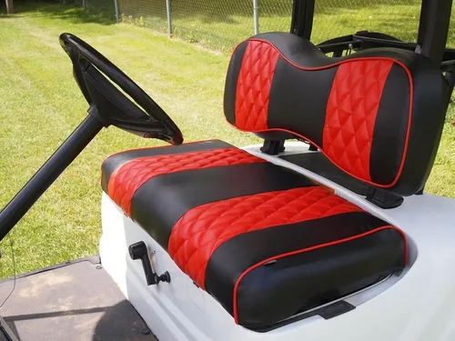 Miniatura 23 de Huskey Parts Company 2 piezas de fundas de asiento para carrito de golf marrón con costura en diamante para Club Car DS 2000.5-2013, vinilo de grado