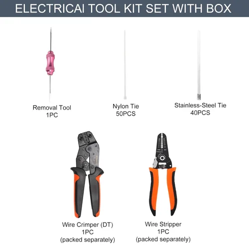 Miniatura 3 de DT Deutsch Kit de conectores de 2, 3, 4, 6, 8, 12 pines, conector eléctrico impermeable gris, #16 contactos estampados, herramienta de extracción