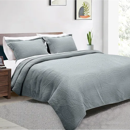 Miniatura 7 de Threadmill Juego de edredón individual – Ropa de cama de algodón y bambú suave y ligera juego de edredón de verano de 2 piezas – Colcha de diseño