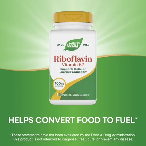 Miniatura 4 de Nature's Way Riboflavina Vitamina B2, Apoya la Producción de Energía Celular*, Riboflavina de Alta Potencia, 100 mg por porción, 100 cápsulas