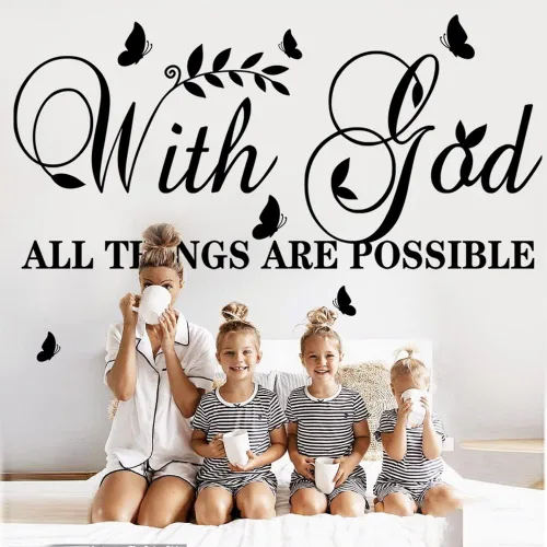 Miniatura 5 de Calcomanías inspiradoras de pared con Dios, todas las cosas son posibles, calcomanías de vinilo motivacionales para decoración de oficina, arte