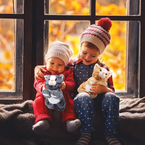 Miniatura 7 de 3 piezas de peluche de gato de 9 pulgadas, regalo para baby shower, regalos de fiesta, lindos juguetes de peluche para gatos pequeños, suministros
