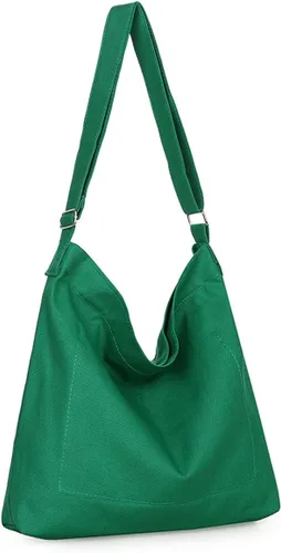 Miniatura 147 de Covelin - Bolsa de hombro informal de lona para mujer, estilo bohemio y retro, bolsa de mano, bolso cruzado, tamaño grande