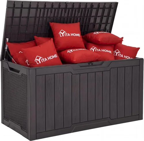 Miniatura 16 de YITAHOME Caja grande de resina de 100 galones, cajas de almacenamiento al aire libre para muebles de patio, cojines de exterior, herramientas