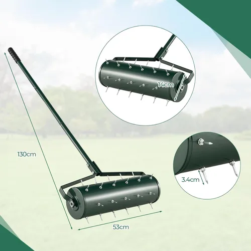 Miniatura 8 de IRONMAX Aireador de césped rodante, herramienta de empuje manual para despachar el suelo con mango ergonómico, herramienta de césped aireador