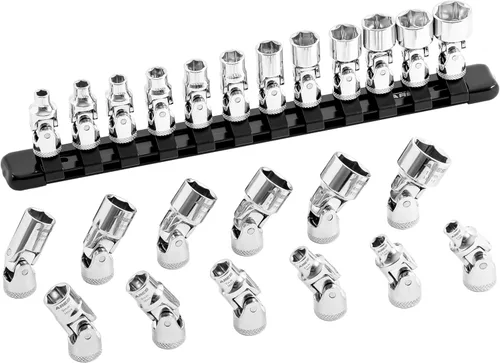 ARES 39009 - Juego de 12 llaves de vaso métricas flexibles de 1/4 pulgadas, 6 puntas construidas con acero al cromo vanadio tratado térmicamente,