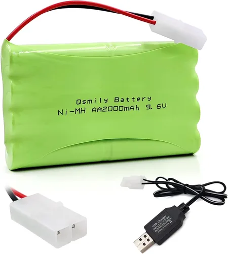 Miniatura 7 de Qsmily® Paquete de baterías RC de 9.6 V, batería Ni-Cd recargable AA de 1000 mAh con cable de carga y conector Tamiya, adecuada para camión monstruo