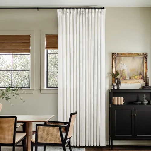 Miniatura 12 de Cortinas de lino natural con pliegues fruncidos de 120 pulgadas de largo para sala de estar, cortinas plisadas con ganchos y lengüeta trasera
