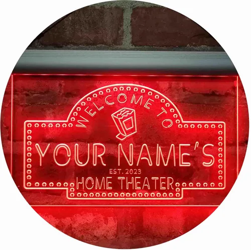 Miniatura 28 de ADVPRO Letrero de neón LED de doble color con tema de cine en casa, diseño personalizado de este año, azul y rojo, 16 x 12 pulgadas