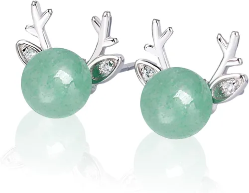 Miniatura 7 de Jade Earrings Studs,Green Jade Earrings for Women,925 Sterling Silver Earrings Studs for Sensitive Ears,Handmade Jade Earrings for Birthday