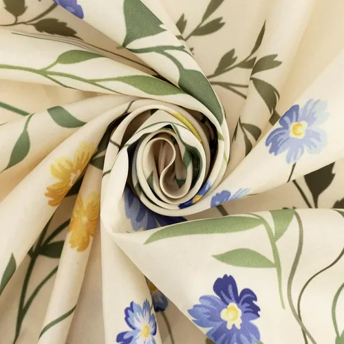 Miniatura 3 de EOBTAIN Cortina de ducha floral púrpura para baño, flores de acuarela y hojas de eucalipto verde sobre beige, cortina de ducha con 10 ganchos, juego