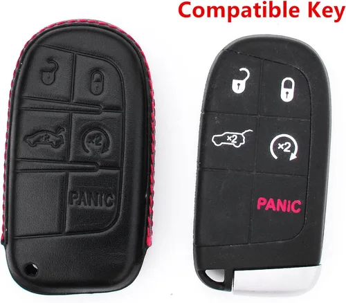 Miniatura 2 de Funda para llavero de cuero genuino para Jeep Compass Grand Cherokee/para Dodge Challenger Charger/Para Chrysler 200 300/Para Fiat 500 Car Remote