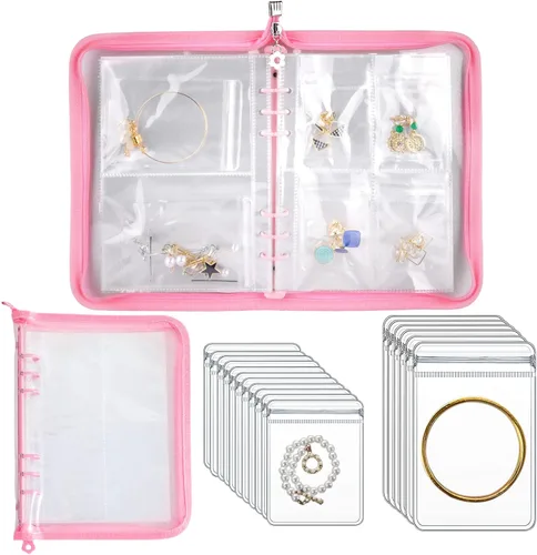 Miniatura 7 de Páginas interiores transparentes doble cara para libro de almacenamiento de joyería, encuadernador de 6 anillos, 24 hojas, 96 bolsillos, protector