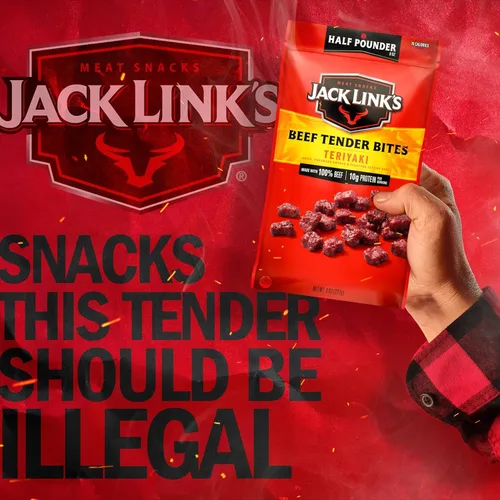 Miniatura 6 de Jack Link's Bocaditos Tiernos de Carne de Res, Teriyaki, Bolsa de Media Libra - Aperitivos de Proteína de Carne Sabrosos para Almuerzos, 10g