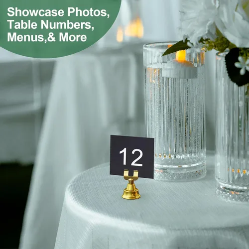 Miniatura 3 de Paquete de 12 tarjeteros dorados de mesa y tarjeteros de lugar – Elegantes soportes para números de mesa para bodas, eventos y fiestas – Tarjetero