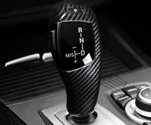 Miniatura 4 de iJDMTOY Cubierta de Decoración de Palanca de Cambios con Patrón de Fibra de Carbono Negro Brillante Compatible con BMW Fxx Serie 2 3 4 5 7 X3 X4 X5