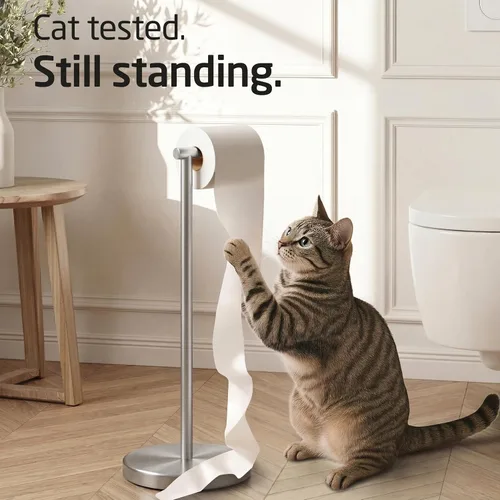 Miniatura 4 de KES Soporte de papel higiénico SUS 304 Acero inoxidable Pedestal a prueba de óxido Soporte de rollo de papel de tocador Soporte de piso Moderno Gris