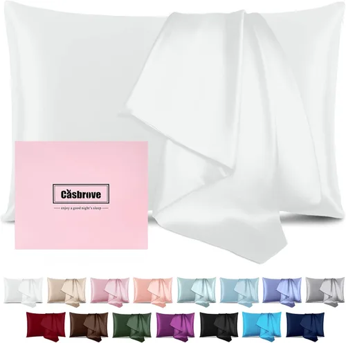 Fundas de almohada de seda para cabello y piel, de seda de morera, suaves de ambos lados, de seda natural, con cremallera, 1 paquete para regalo