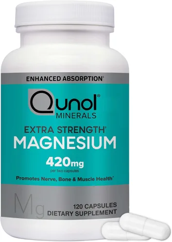 Miniatura 12 de Qunol Cápsulas de magnesio 420 mg, 100 % de valor diario, suplemento de magnesio de alta absorción, extrafuerte, suplemento para la salud