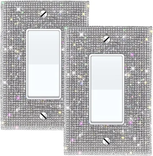 Miniatura 19 de 1 funda para interruptor de luz brillante – Cubierta de placa de interruptor con purpurina dorada con diamantes de imitación 2.2 lbs-2-Oro