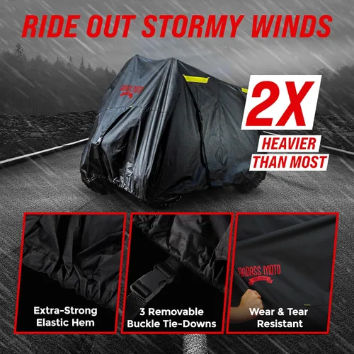Miniatura 5 de Cubierta de protección para motocicleta de la marca Badass Motogear, con rayas reflectantes de seguridad nocturnas, escudos de calor