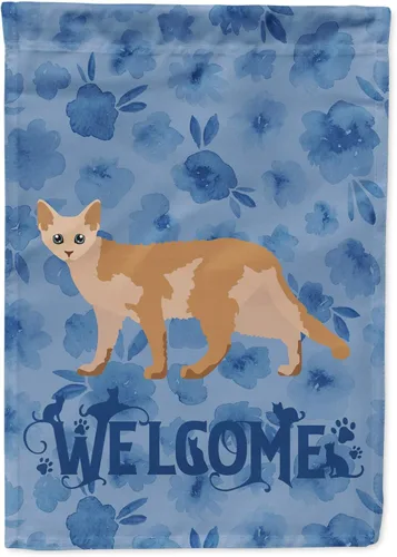 Miniatura 30 de Caroline's Treasures CK4813CHF - Bandera de bienvenida con gato abisinio azul, manga grande, para porche, para colgar en la pared, poliéster