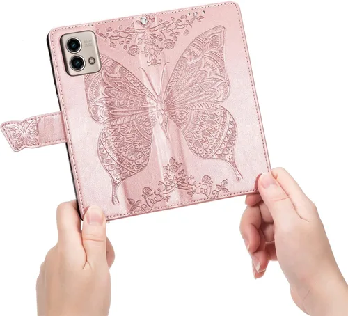 Miniatura 5 de GYHOYA Funda tipo cartera compatible con Moto G Stylus 5G 2023 para mujer, de piel, con función atril magnético y tarjetero, funda protectora