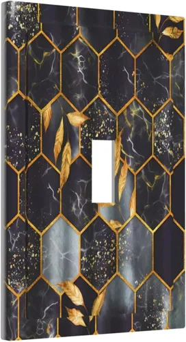 Miniatura 10 de Placa de pared decorativa con hojas de palmera tropicales de oro blanco, hoja de plátano, doble interruptor de luz de palanca decorativa, placa