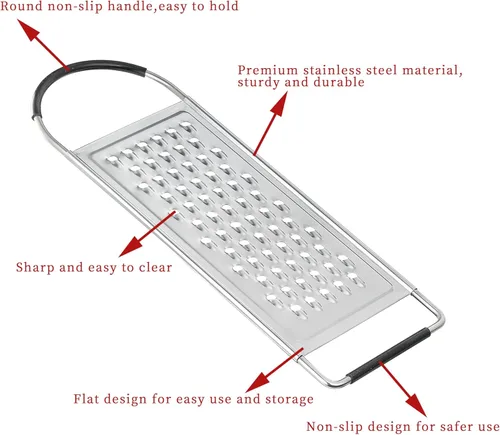 Miniatura 3 de Rallador de queso de mano, ralladores planos de acero inoxidable grueso HIA para cocina, rallador de alimentos con mango antideslizante, perfecto