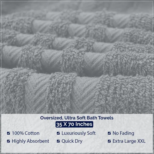 Miniatura 6 de DAN RIVER Paquete de 2 toallas de baño de lujo de 35 x 70, 21.16 oz/m², suaves y de secado rápido, 100% algodón hilado en anillo, ideales