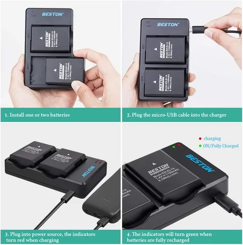 Miniatura 6 de BESTON Paquete de 2 baterías EN-EL14 / EN-EL14a y cargador USB rápido compatible con Nikon D3100 D3200 D3300 D3400 D3500 D5100 D5200 D5300 D5500