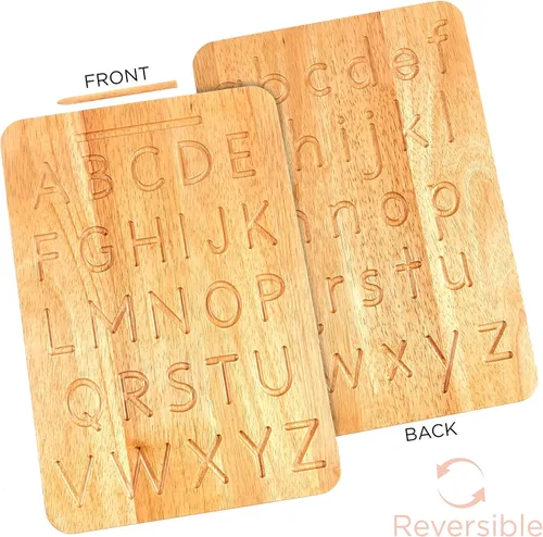 Miniatura 5 de Tablero de trazaso del alfabeto Montessori& Me, hecho de madera, letras de Montessori - Letras de madera - letras grandes para niños pequeños a