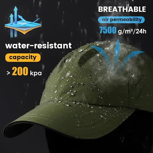 Miniatura 68 de Gorra de béisbol impermeable para hombre, sombrero de lluvia plegable para correr al aire libre, sombrero de pesca solar