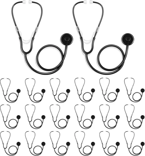 RoundFunny 20 piezas de estetoscopio para niños, estetoscopio de plástico de trabajo real para niños, juego de rol, niñas, niños, médicos,