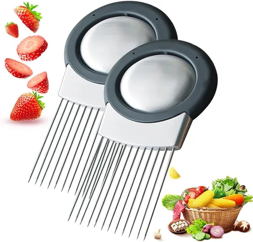 Miniatura 8 de Soporte de cebolla para rebanar, estante de acero inoxidable para rebanar cebolla, rebanador mejorado 2026, cortador de verduras y limón, 1 pieza