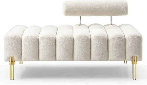 NIOIIKIT Sofá de dos plazas moderno de 53.2", sofá acentuado tapizado con patas doradas y respaldo ajustable, pequeños sofás de felpa Teddy para