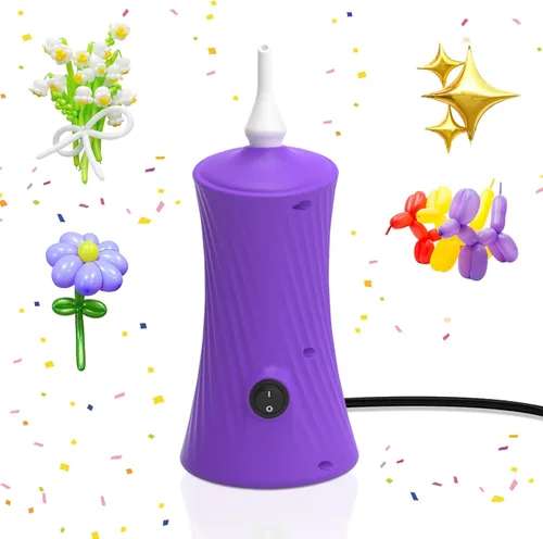 206 Balloon Pump Electric Air Pump for Long Balloon Inflator Blower for Foil Twisty Animal Balloons for Birthday Party Celebration Balloons Morado