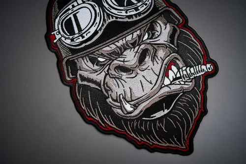 Miniatura 2 de Gorilla Pista - Parche bordado en la espalda grande para chaleco para coser con plancha, multicolor