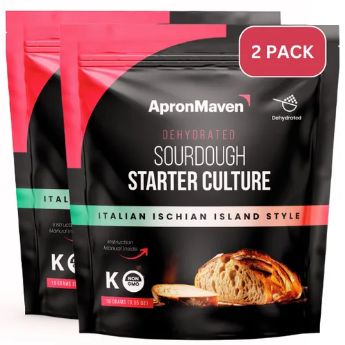 Paquete de 2 iniciadores de masa madre de primera calidad – Cultivo de masa agria deshidratada estilo isla isquiana italiana con instrucciones de