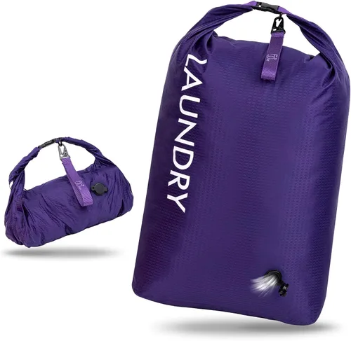 Miniatura 8 de Bolsa de lavandería de viaje, bolsa de viaje de compresión al vacío, bolsa de viaje, impermeable, húmedo/seco, ahorro de espacio, bolsa de Azul