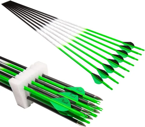Miniatura 9 de Archery Carbon Arrow 28 29 30 inch 300 340 350 400 Spine Practice Hunting Arrows for Compound Recurve Bow 12PCS Amarillo