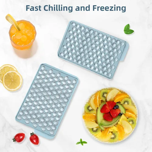 Miniatura 3 de WIBIMEN Bandejas Mini para Cubitos de Hielo, Bandejas Pequeñas y Redondas de Hielo en Forma de Guijarro Triturado para Congelador con Tapa - Para