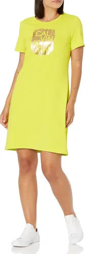 Calvin Klein Vestido de camiseta de manga corta con logotipo para mujer
