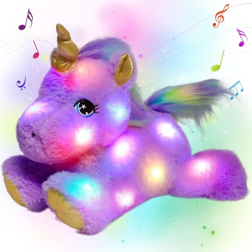 Miniatura 10 de Peluche LED de dinosaurio azul iluminado, para cumpleaños, Navidad, juguetes de peluche T-Rex, regalos para niños pequeños, 12.5 pulgadas