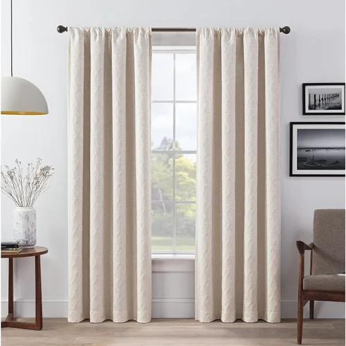 Miniatura 8 de Eclipse Lollie Total Privacy - Cortinas opacas con bolsillo para barra, diseño de enrejado (2 paneles), 52 x 84 pulgadas, color gris