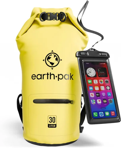 Miniatura 27 de Earth Pak Bolsa seca impermeable con bolsillo con cremallera, mochila impermeable para mantener el equipo seco Amarillo