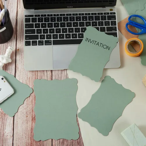 Miniatura 6 de Paquete de 50 Tarjetas en Blanco Verde Salvia, Cartulina de Papel Kraft Grueso Marrón, Tarjetas de Felicitación para DIY, Tarjetas de Regalo, Menús